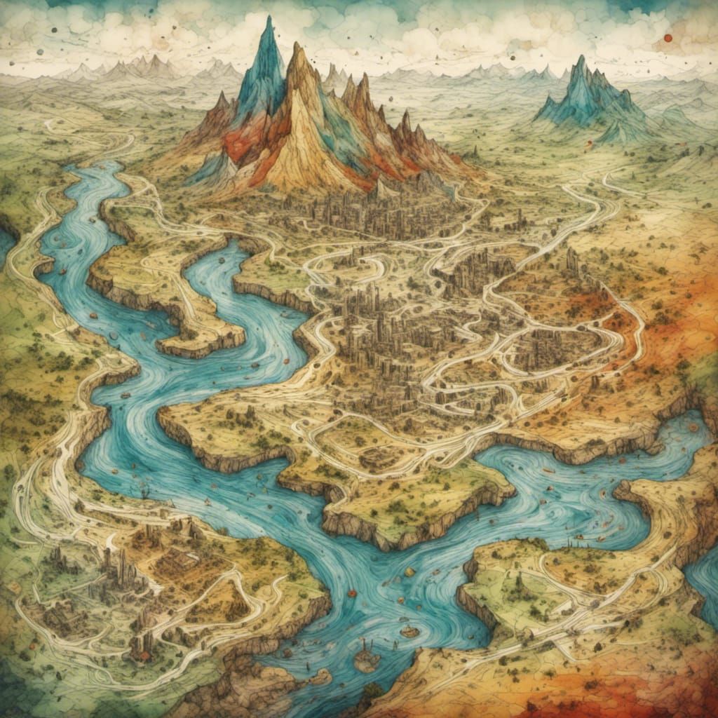 Surreal Topographical Earth View in Abstract Style