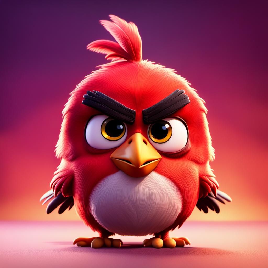 Cartoon Red Bird in 3D Animation Style