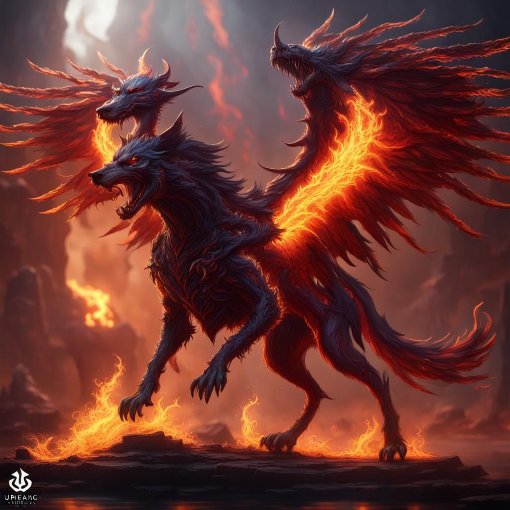 Demonic Hellhound Phoenix in Detailed Matte Painting