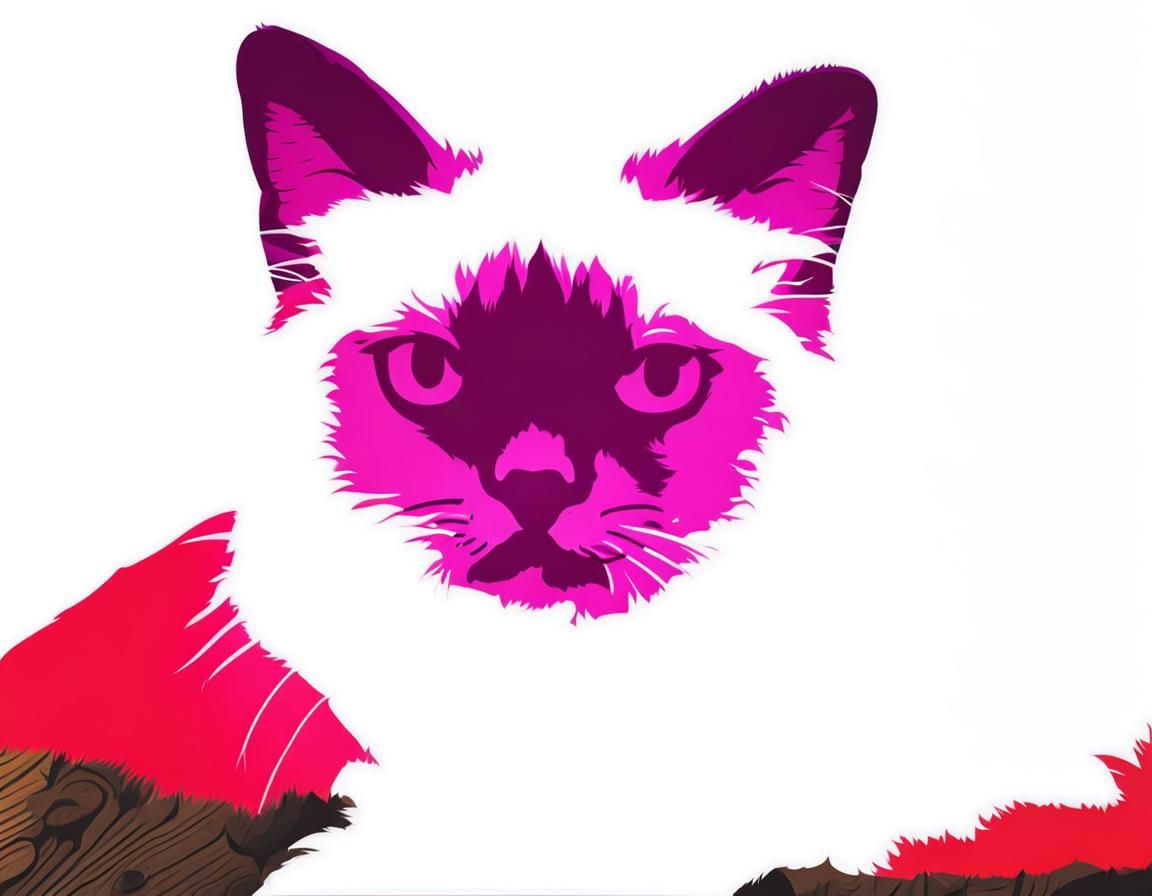Colorful Birma Cat in Street Art Stencil Style