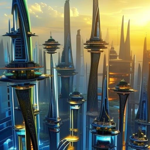 Futuristic City Gardens as Digital Art