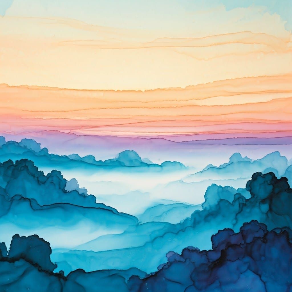 Impressionist Dawn Landscape in Soft Pastels