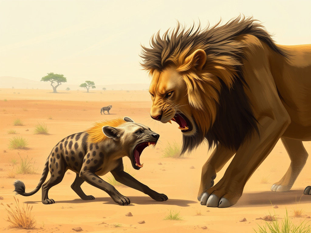 Savannah Showdown in Bold Digital Painting Style