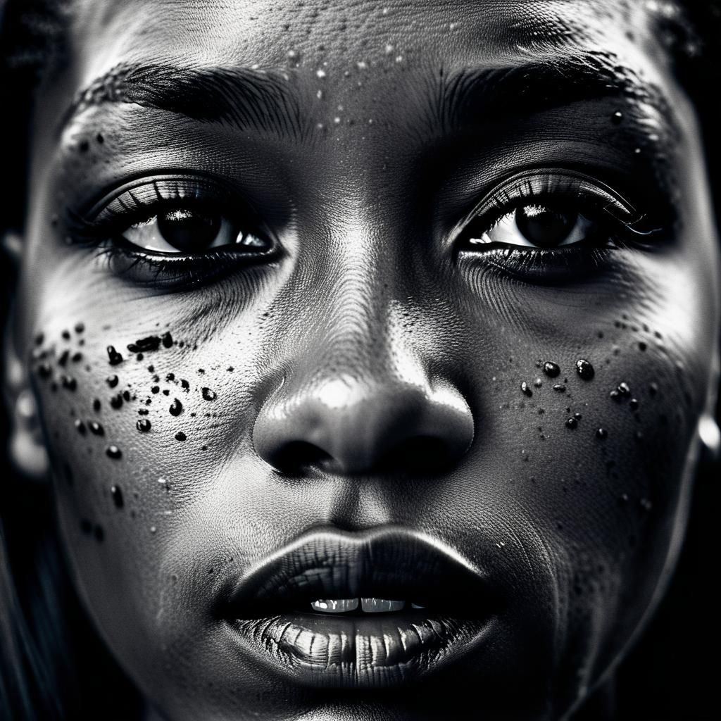 Monochromatic Portrait of a Woman with Intense Gaze