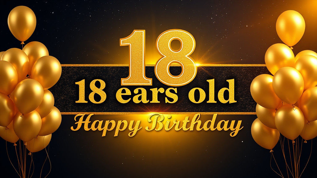 Golden Birthday Balloons with Glitter Banner