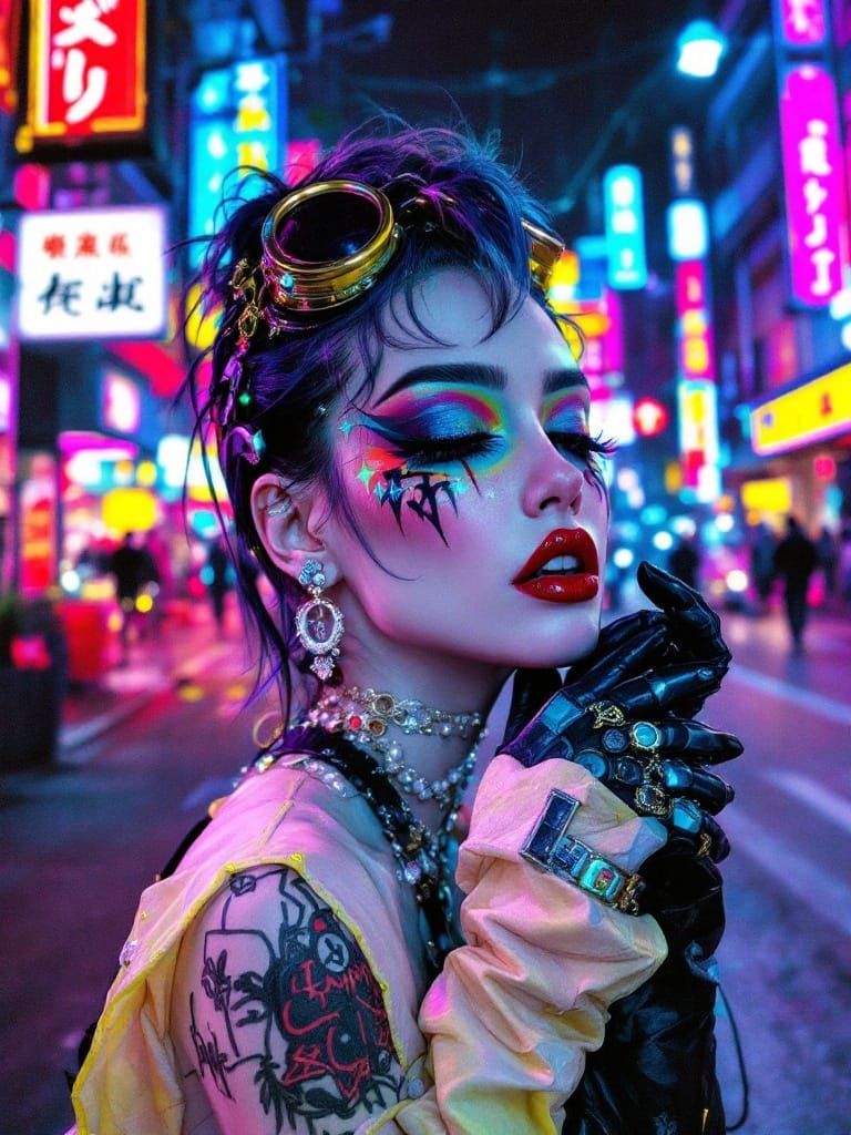 Androgynous Idol Dances with Neon Dreams