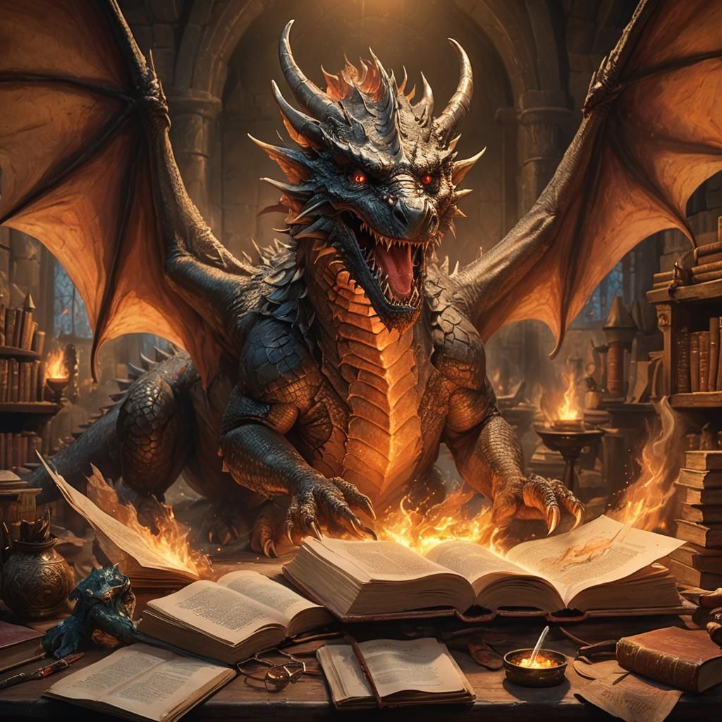 Dragon Bursting into Lecture: Hyper-Realistic Fantasy Art