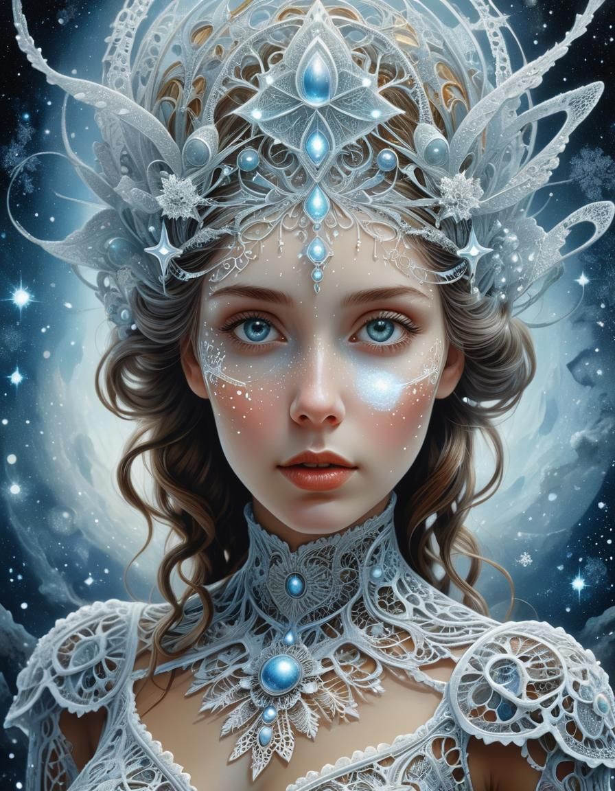 Space Goddess in Dreamlike Oil Painting Style