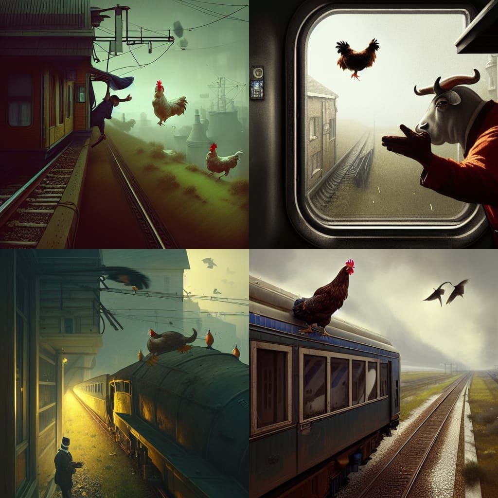 Chicken Conductor in Dark Fantasy Style