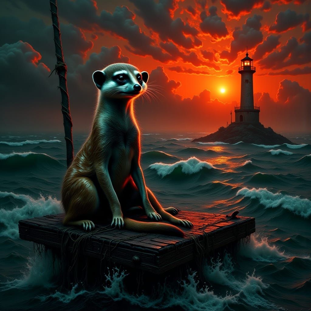Serenity in Solitude: A Meerkat's Journey Across the Red Oce...