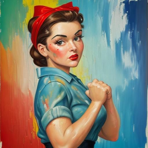 Rosie the Riveter in Neo-Impressionism Style