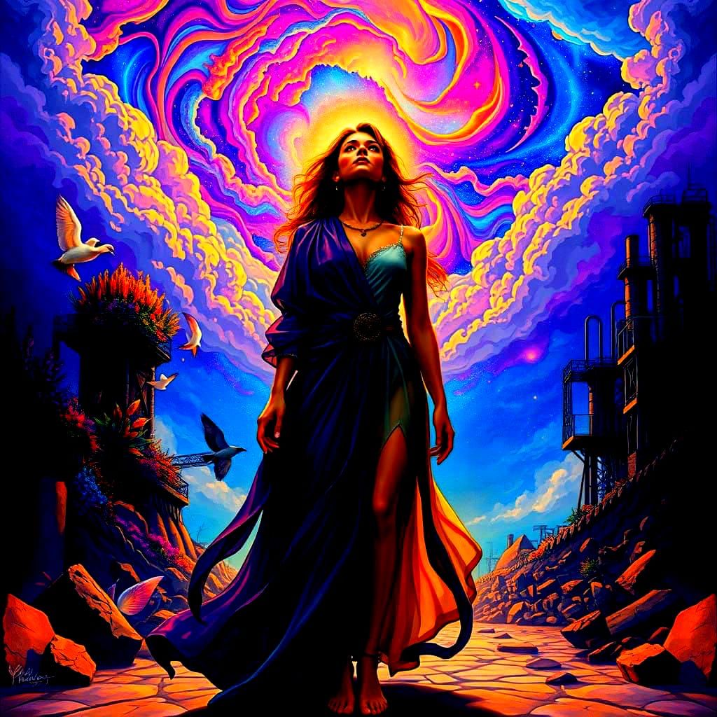 Surreal Cosmic Realm vs Frustrating Reality in Vibrant Holog...