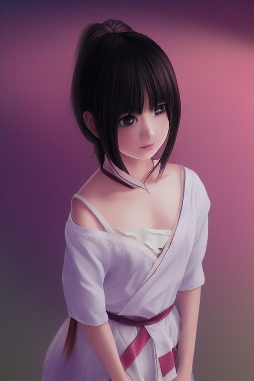 Adorable Anime Girl in Traditional Japanese Style