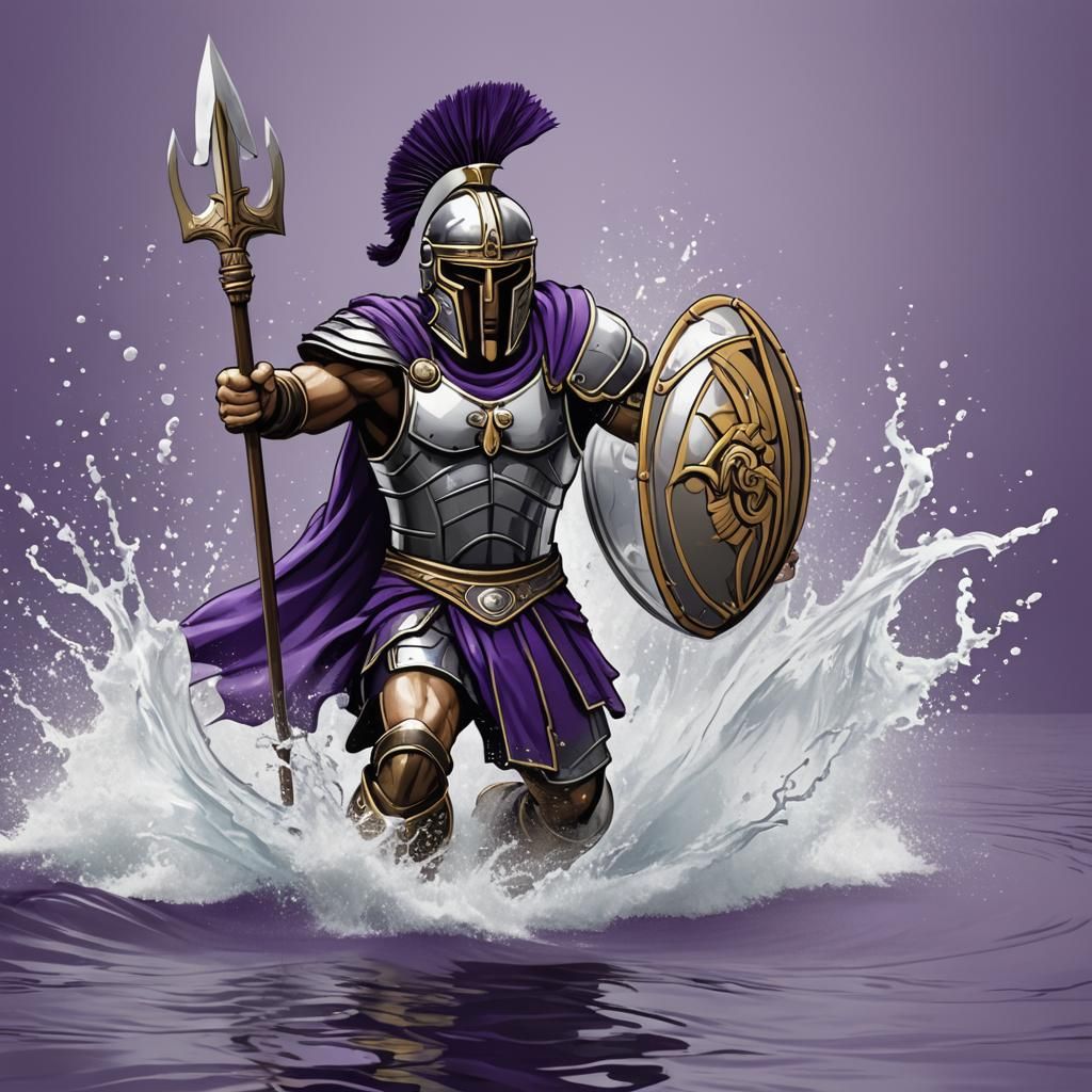 Dynamic Roman Warrior Water Polo Team Logo