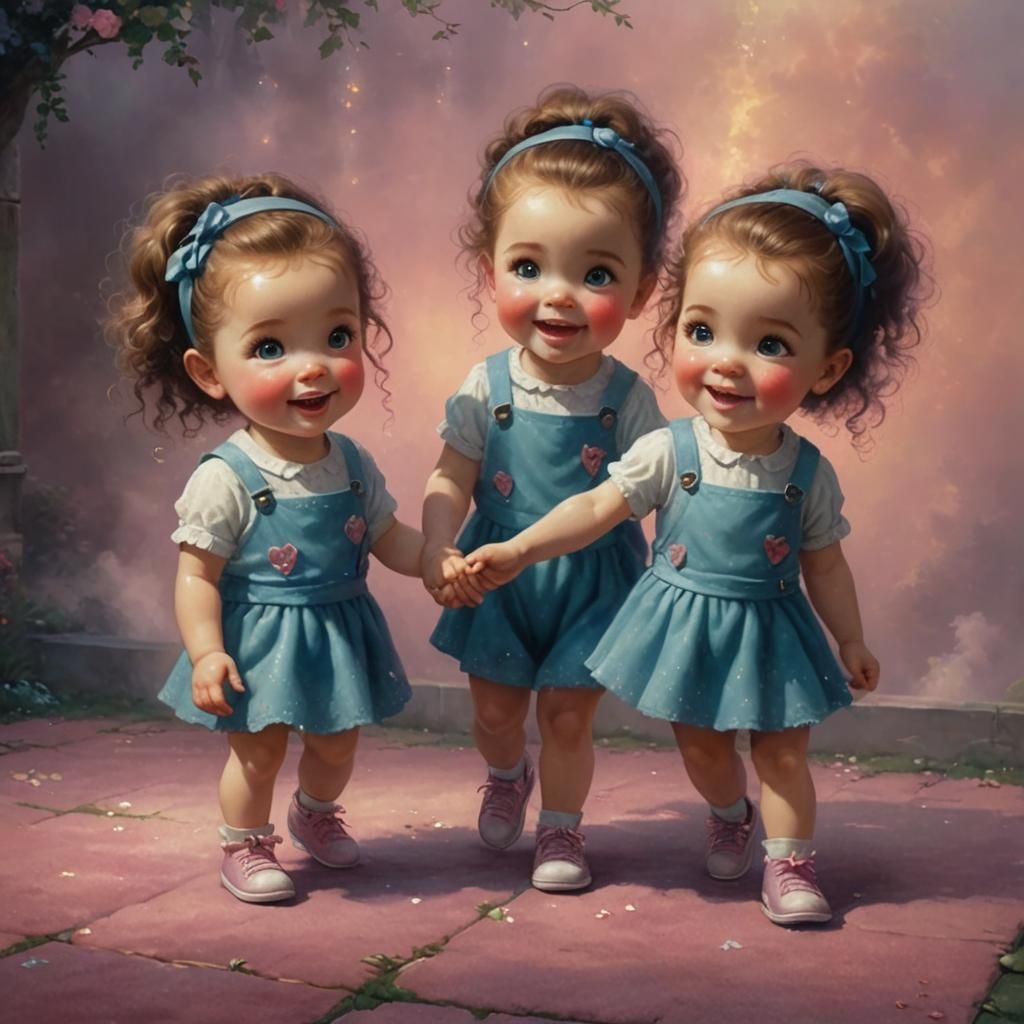 Ethereal Twins' Love in Hyperdetailed Fantasy Scene