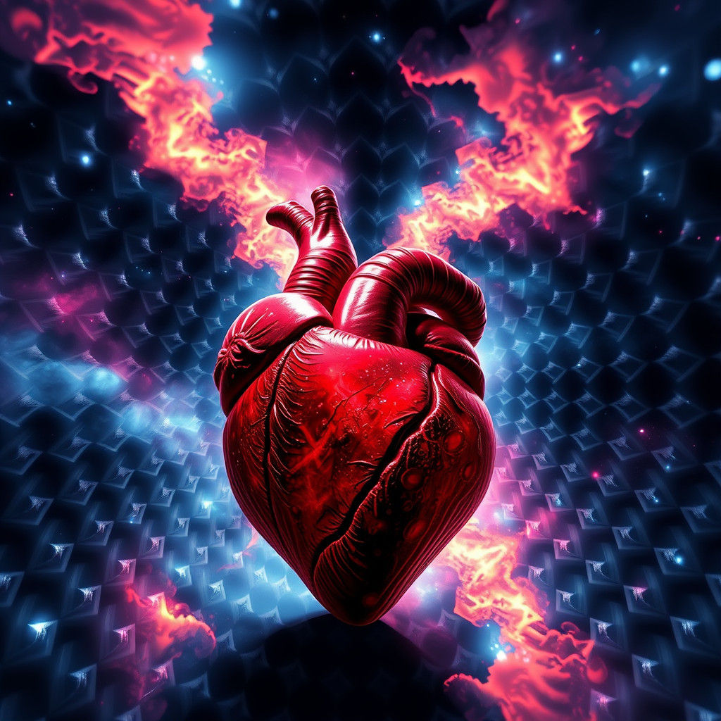 Surreal Nebula Heart Tunnel in High-Contrast Hues