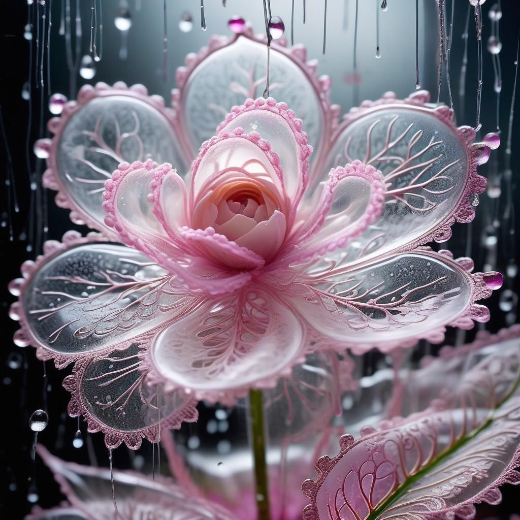 Transparent Glass Flower with Chantilly Lace Details