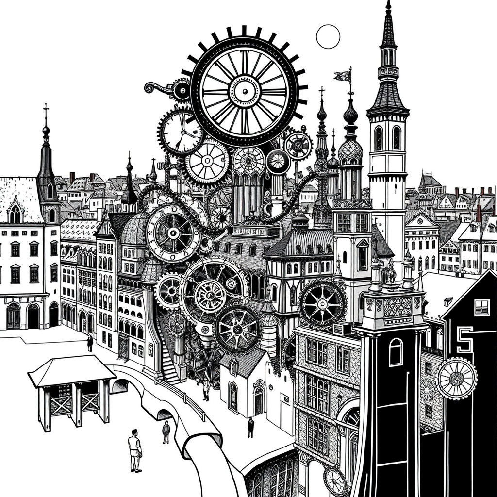 Whimsical Steampunk Doodle of Stockholm