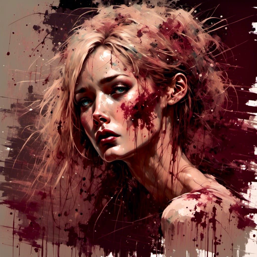 Beautiful Woman in Pinup Pose with Rough Strokes