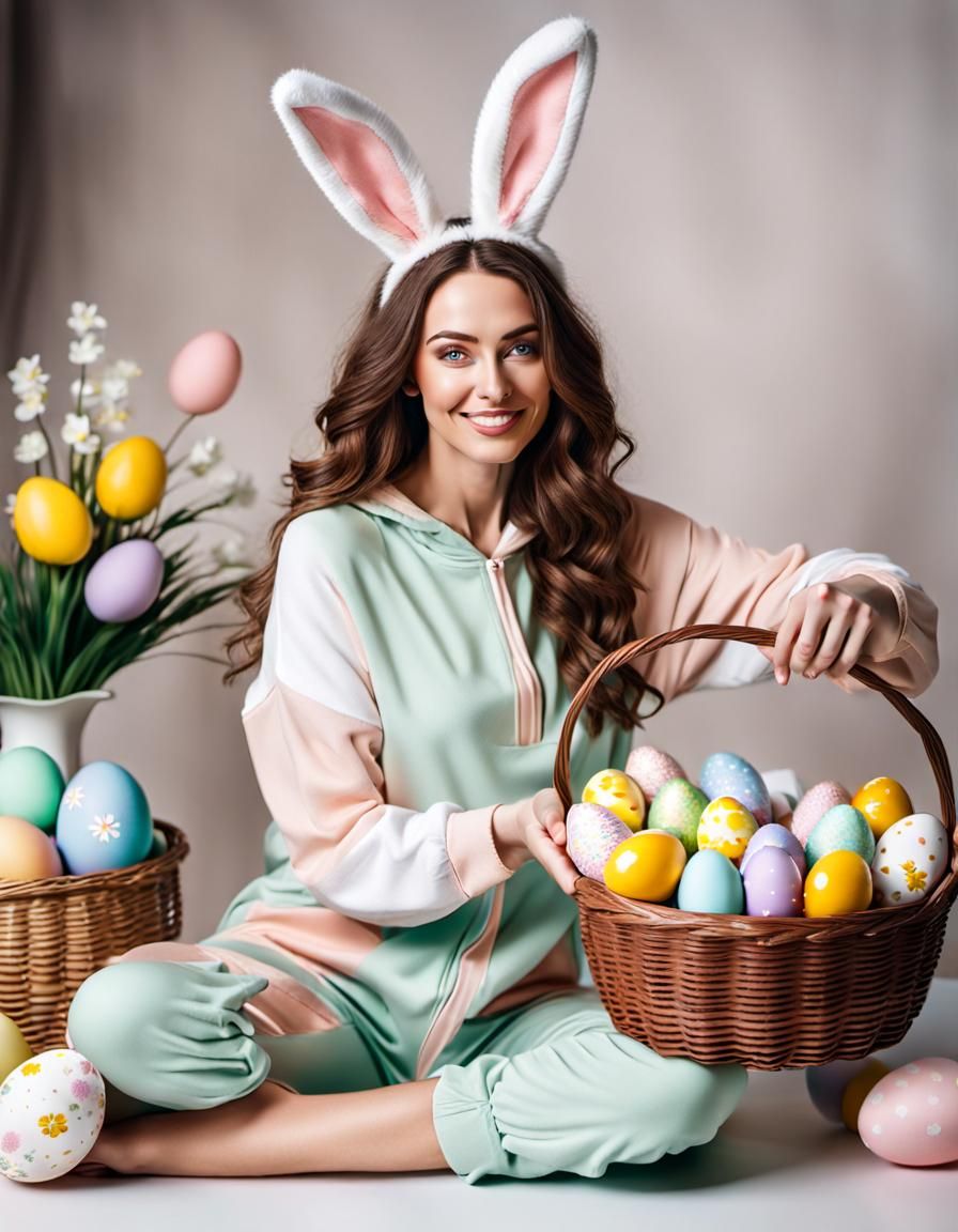 Easter Bunny Girl in Photo Studio, Fine Art Photography