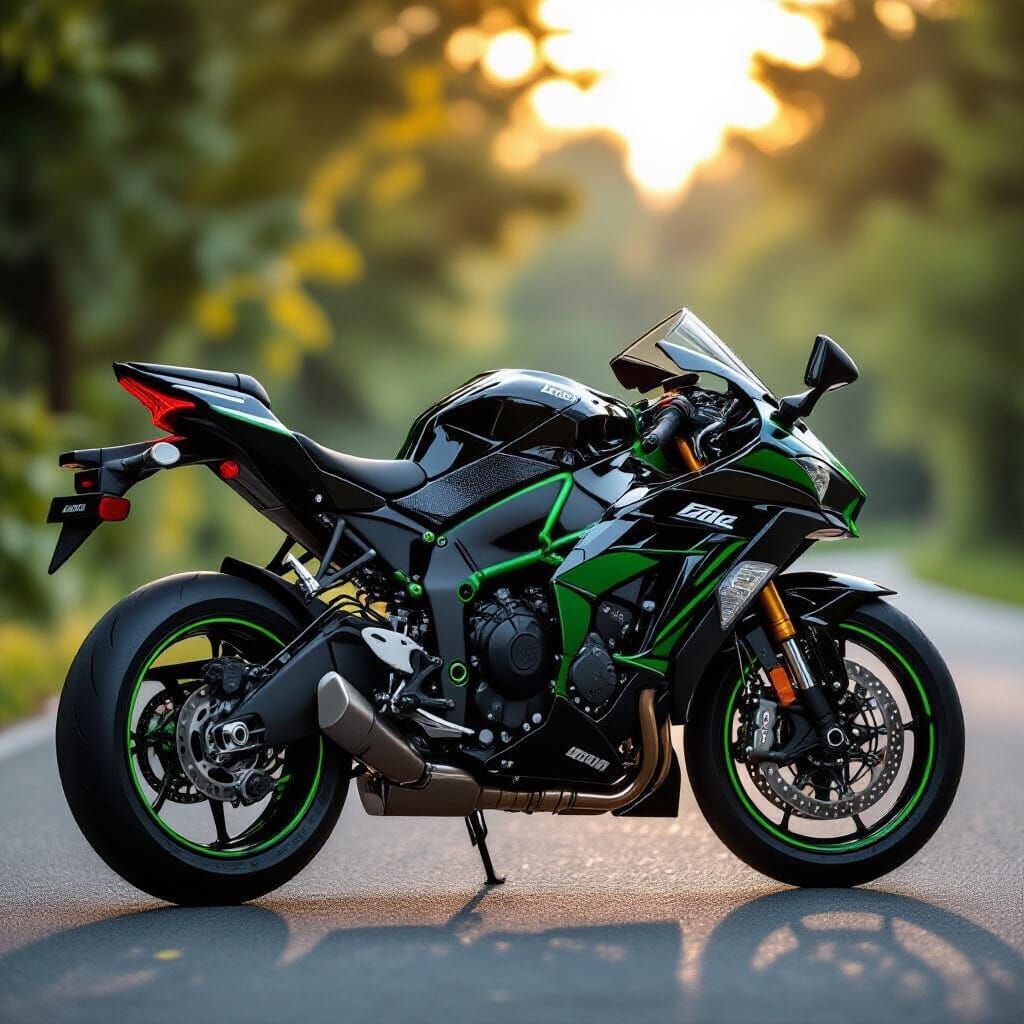 Kawasaki Ninja H2R Black and Green Motorcycle