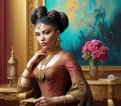 Detailed Portrait of a Woman with Jewelry