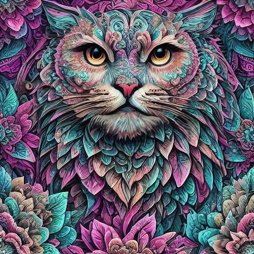 Abstract Floral Pattern with Neon Colors