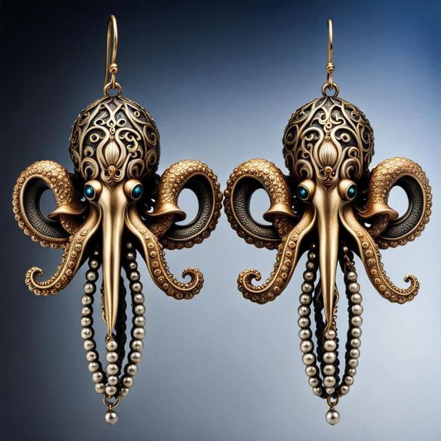 Intricate Squid Tentacle Earrings in Fantasy Style