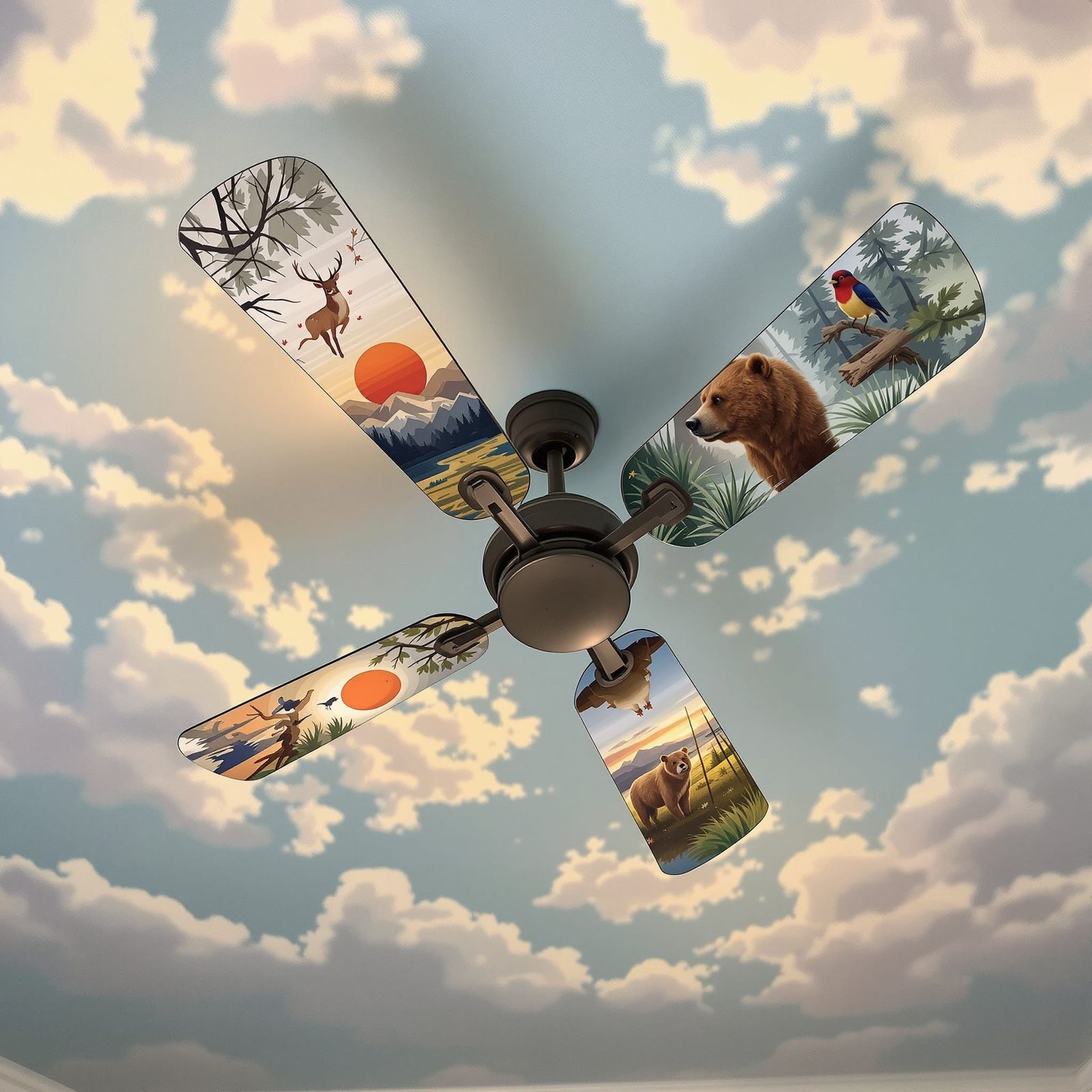 Wildlife Art Ceiling Fan in Digital Painting Style