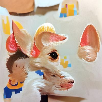 Detailed Gouache Painting of a Small Dog