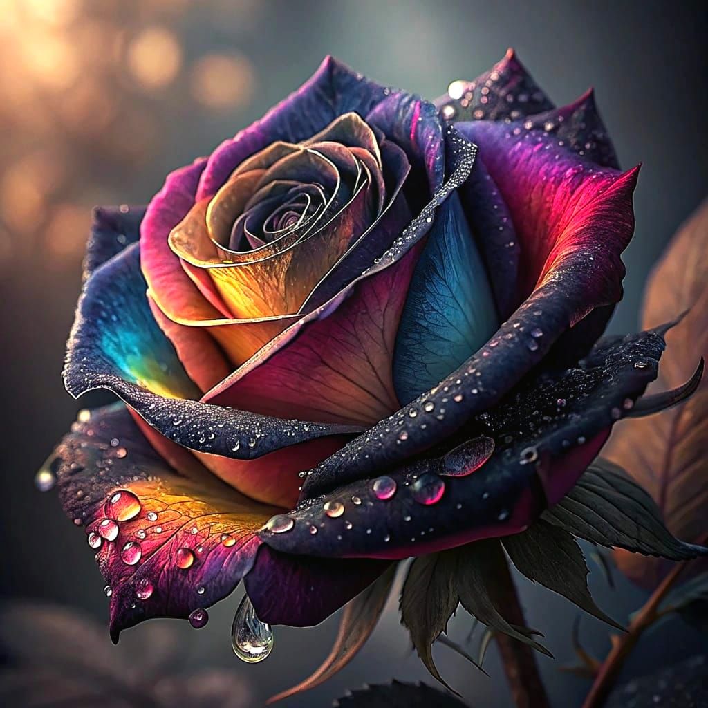 Stunning Rosa 'Rainbow Magic' Rose with Vibrant, Iridescent....