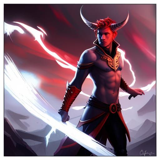 Ethereal Red Tiefling Takes Flight in Dark Fantasy Concept A...