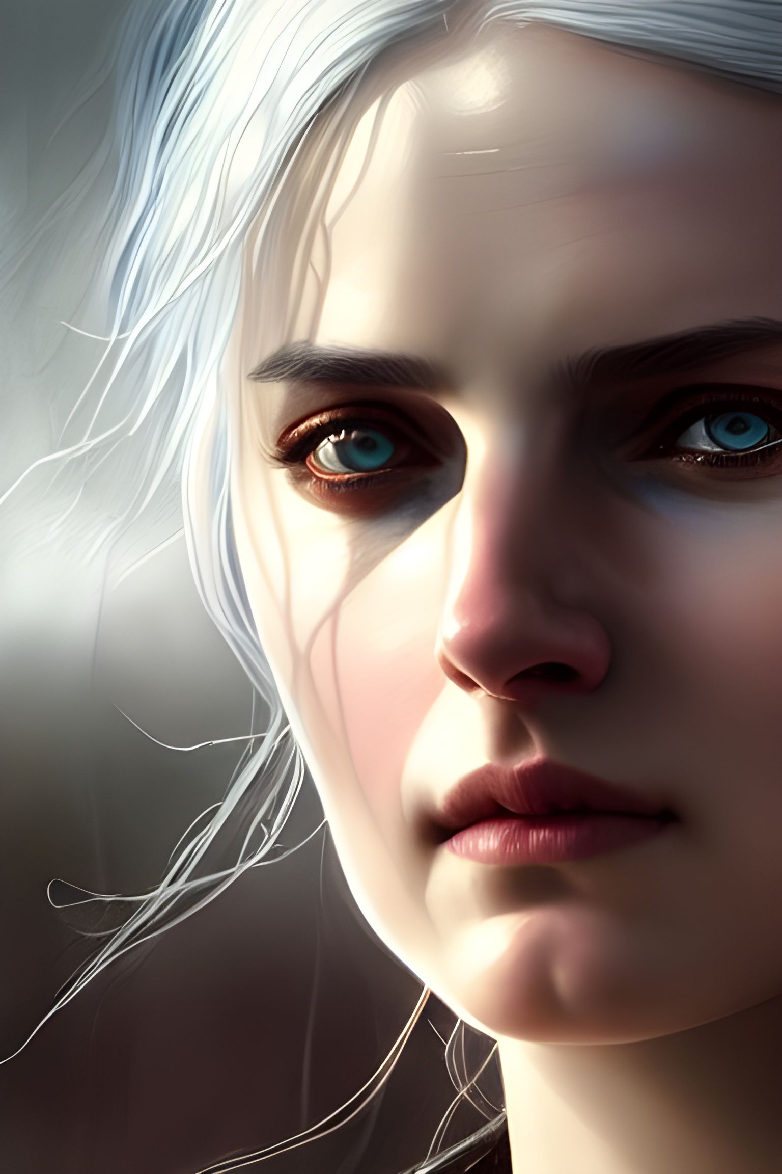 Portrait of Ciri: A Digital Watercolor Illustration