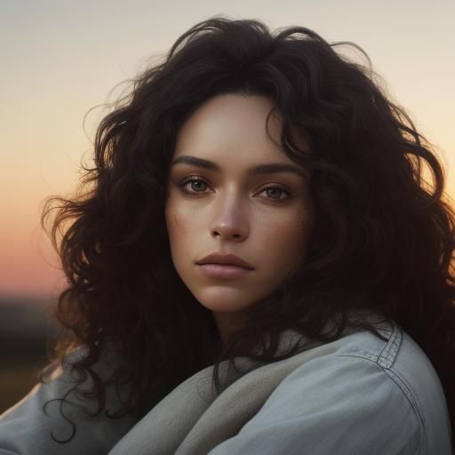 Emotive Portrait of Nathalie in Setting Sun