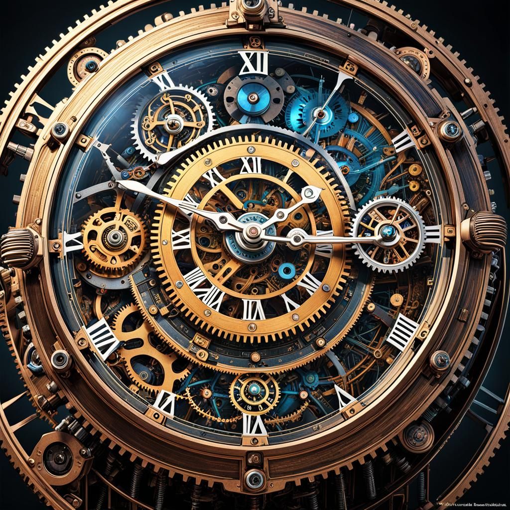 Elaborate antique mechanical clock