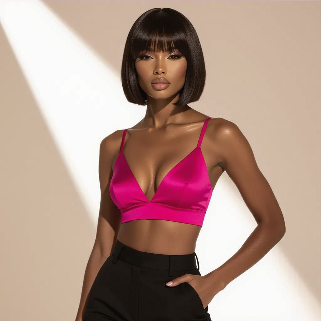 Fuchsia & Black Fashion Editorial: Black Woman in Designer O...