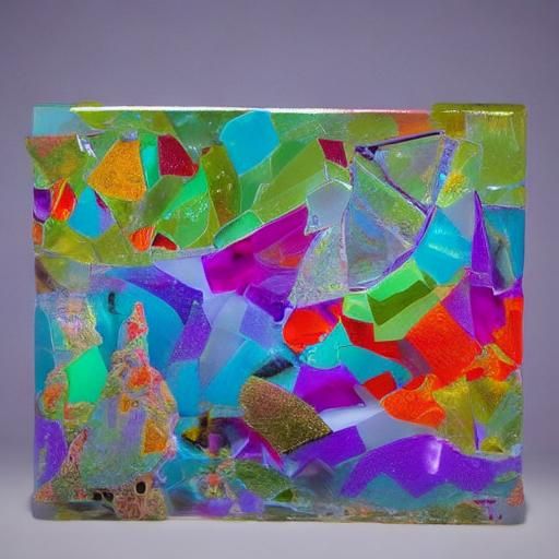 Surreal Cats Figurine in Enameled Glass Style