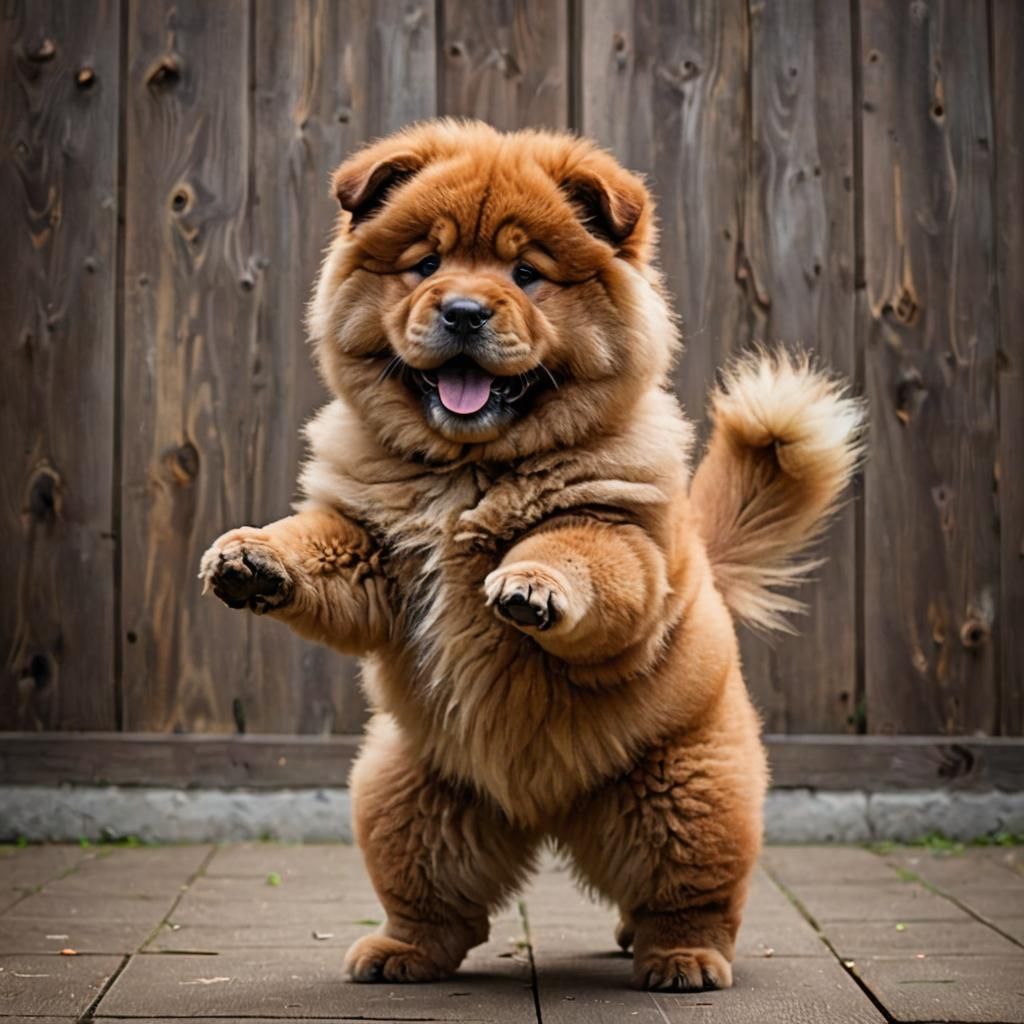 Dancing Brown Chow Chow Puppy