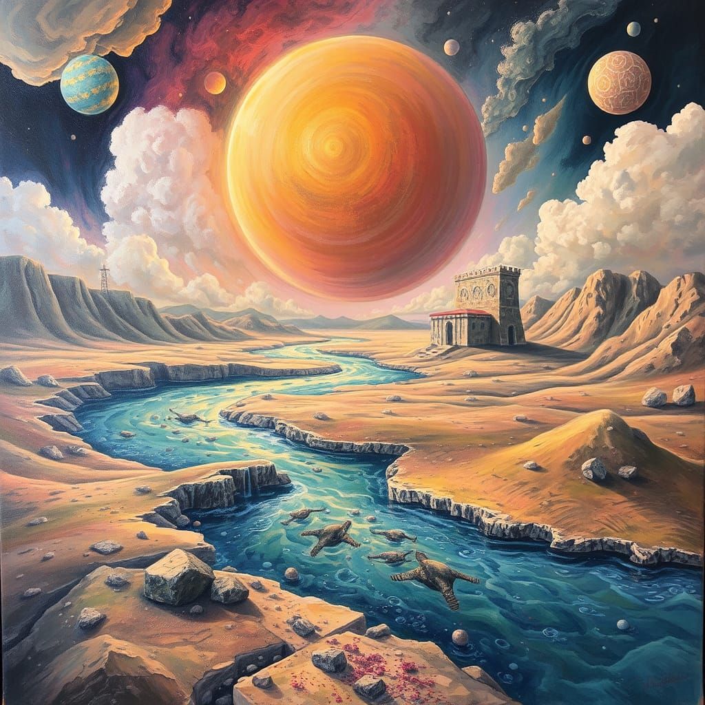 Surreal Rivers of Caesium and Rubidium in Oil