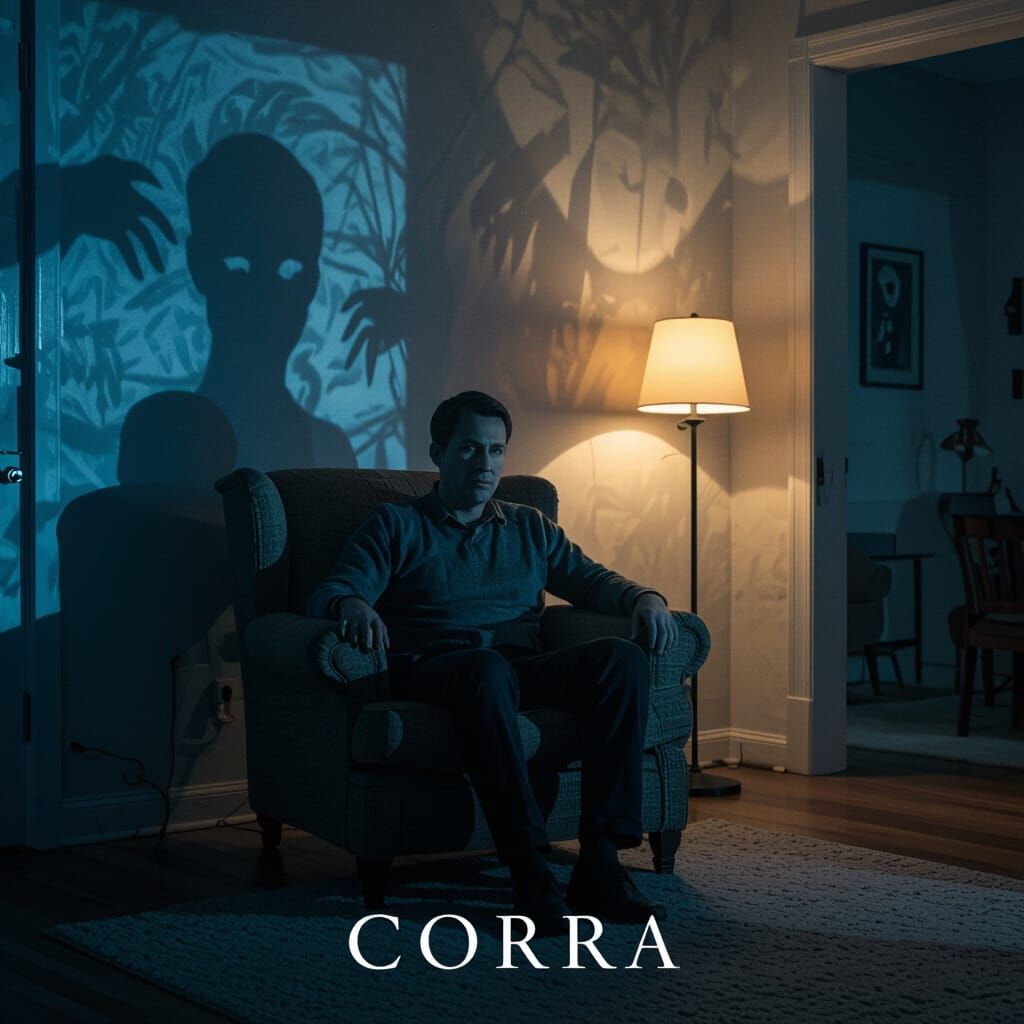 Man in Armchair: Cinematic Psychological Horror Movie Poster