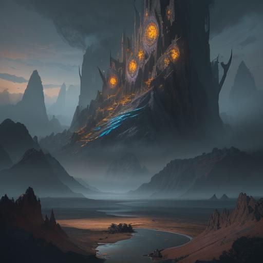 Detailed Gaming PC Setup in Fantasy Concept Art