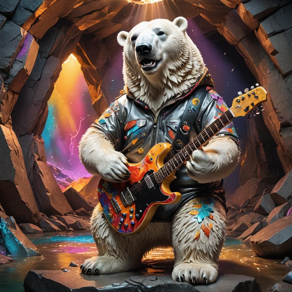 Rocking Polar Bear Concert in Colorful Cave