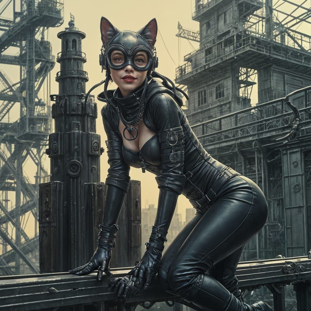 Dieselpunk Cat Burglar in Manga Style