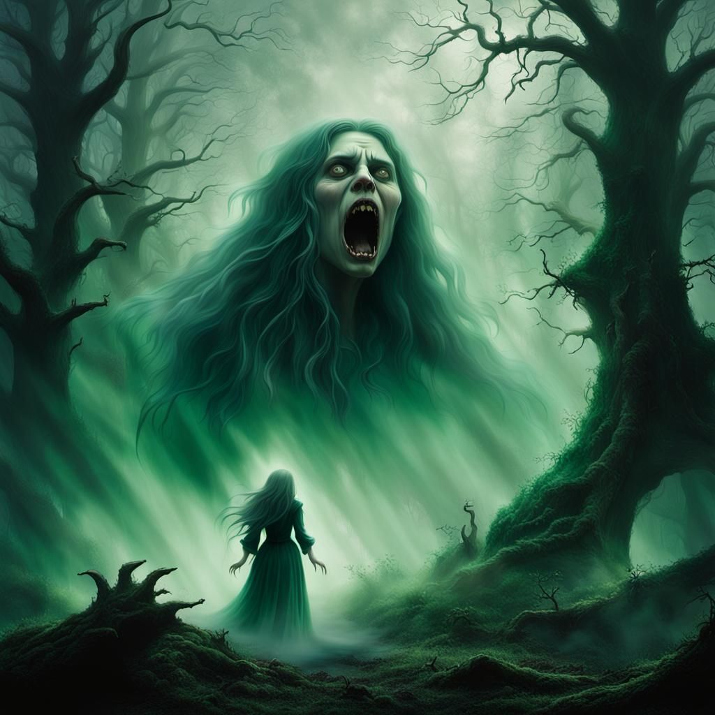 Eerie Banshee Emerges in Gothic Surrealism