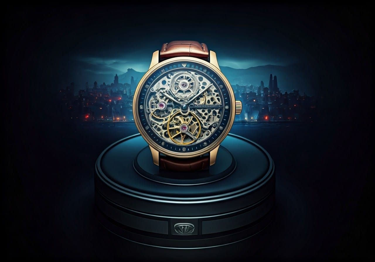 A Timepiece in a Fantastical Cityscape
