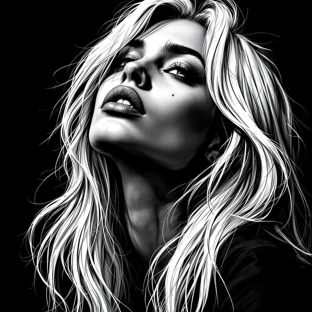 Gothic Comic Portrait in Graphic Noir Style