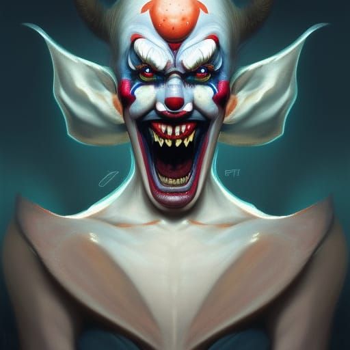 Detailed Demonic Clown Portrait in Artgerm Style