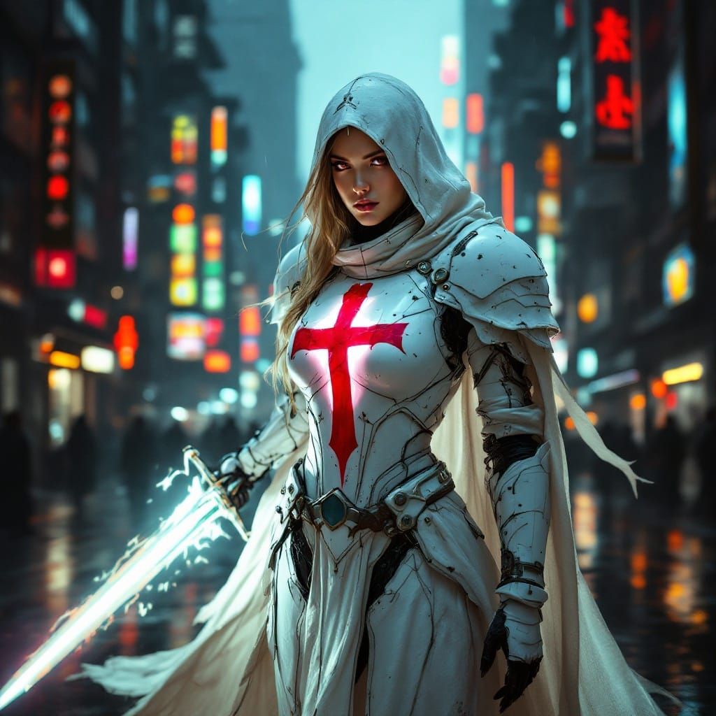 Gothic Space Templar in Futuristic Armor