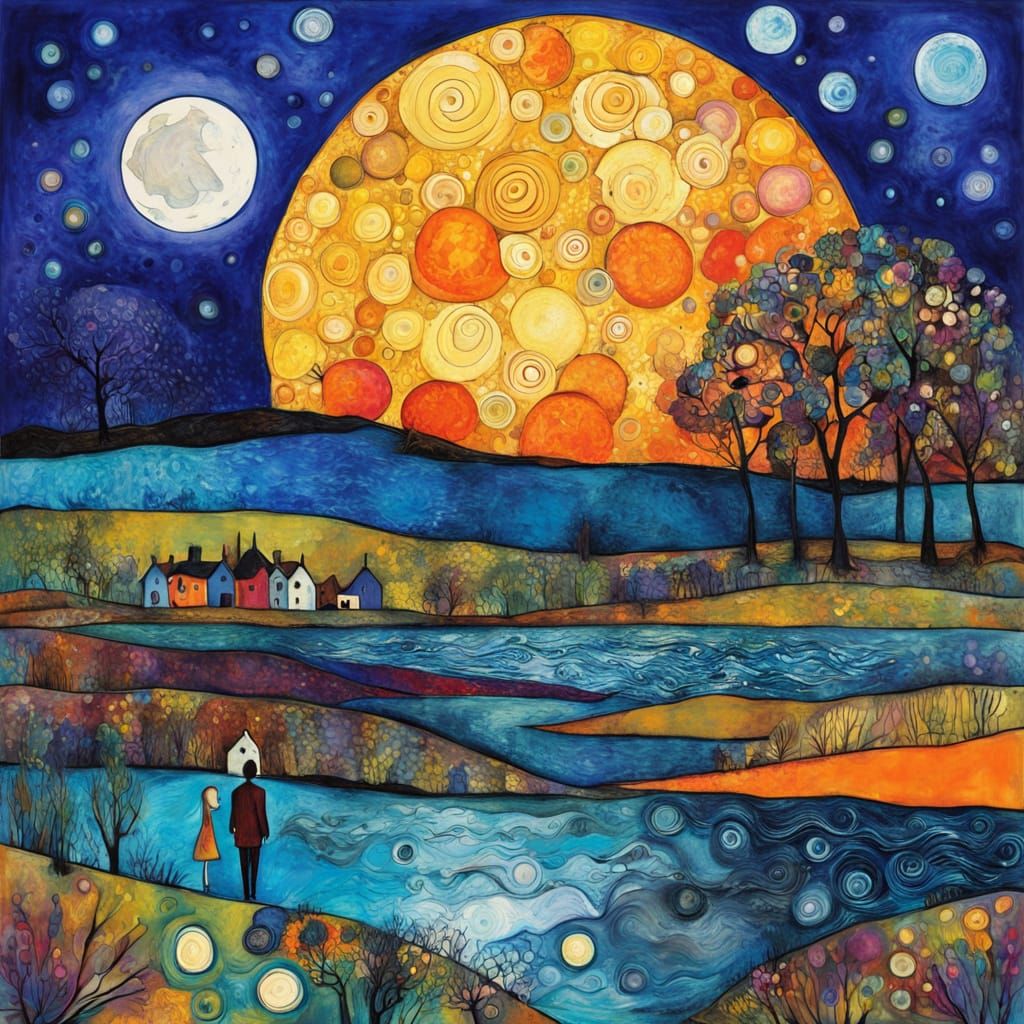 Vibrant Moonlit Dreamscape in Bold Fauvist Style