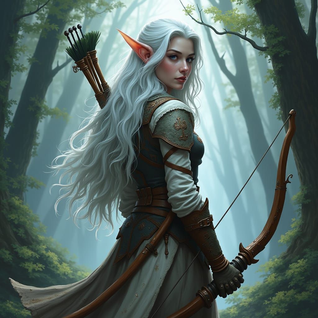 Elven Archer in Mystical Forest